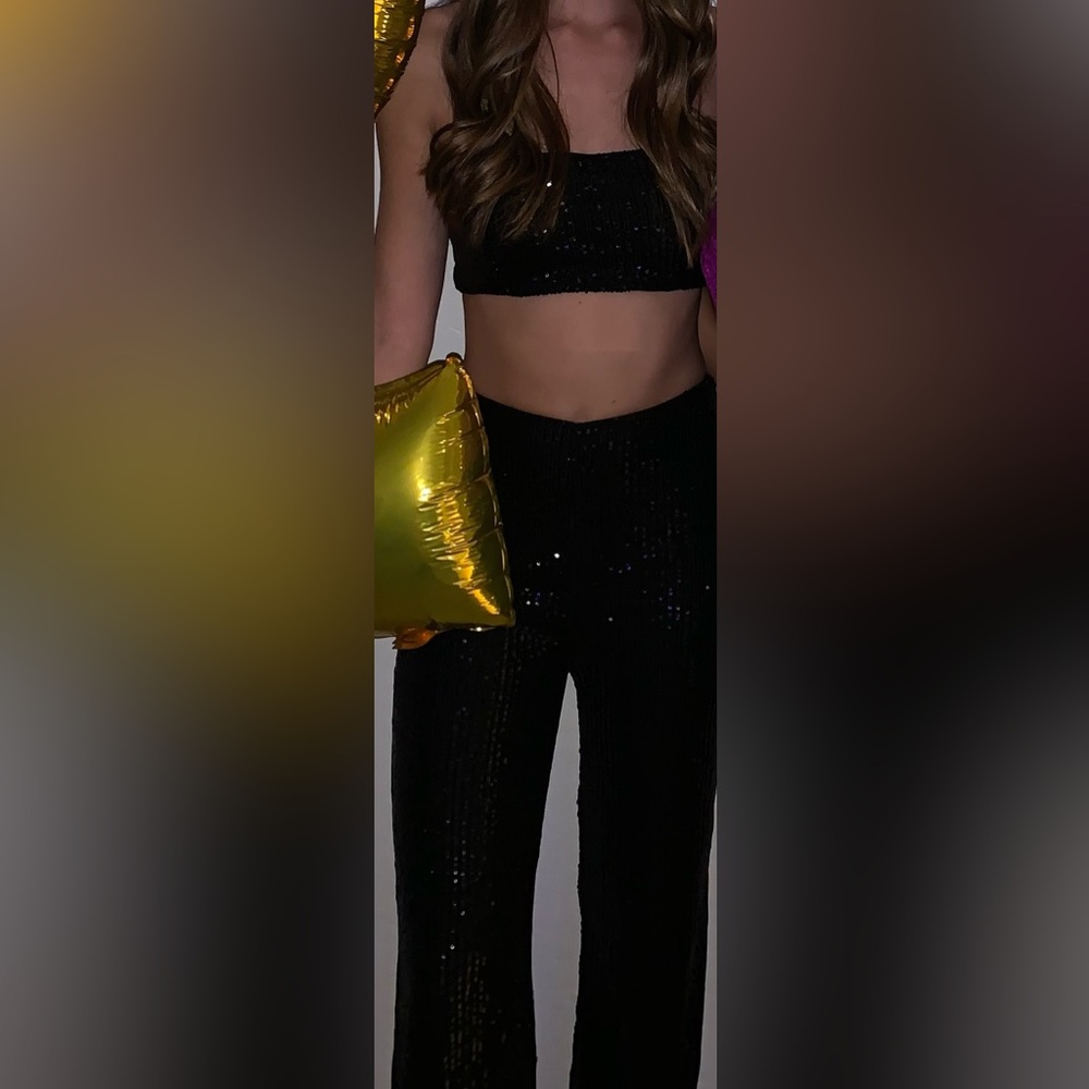 Zaful Two Piece Black Sparkle Set